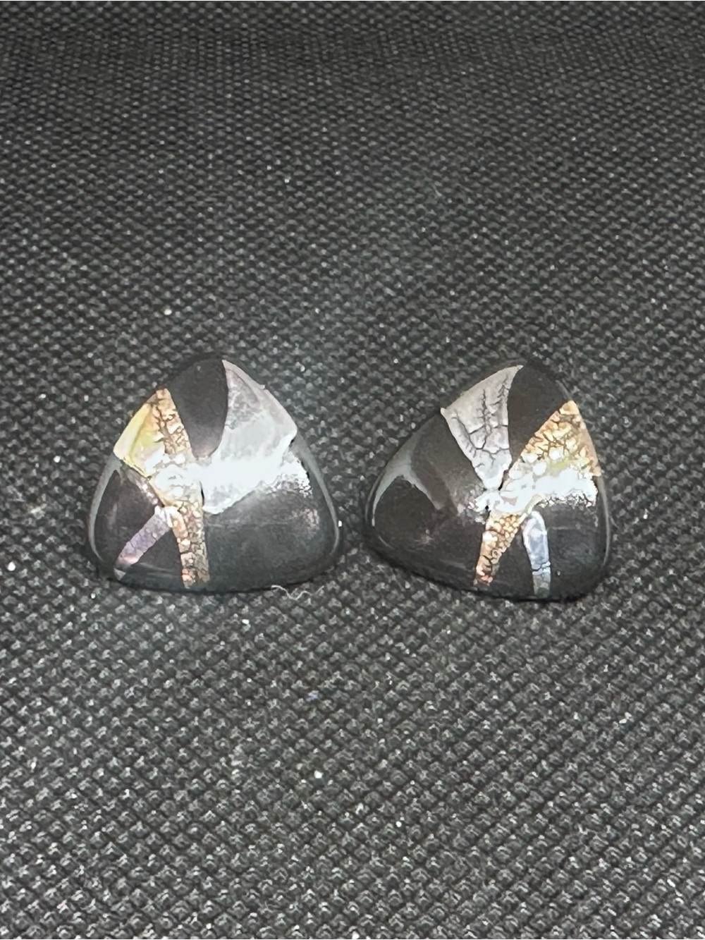 Triangular Black Shell Inlay Stud Earrings